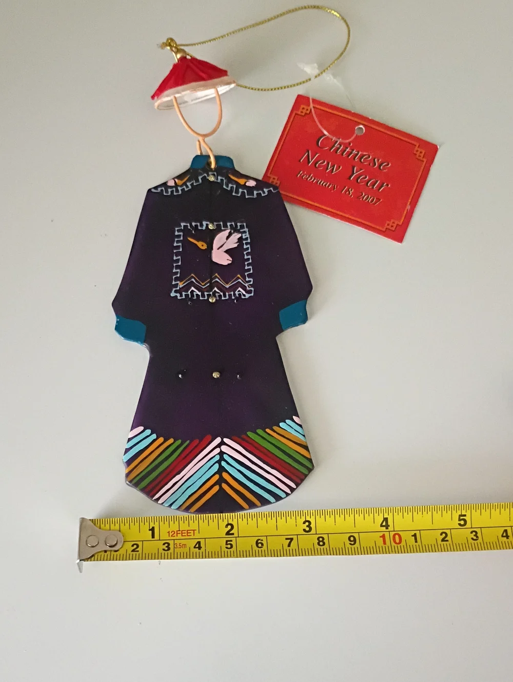 Hand-Painted Glass Christmas Ornament Traditional Chinese Imperial Court Robe